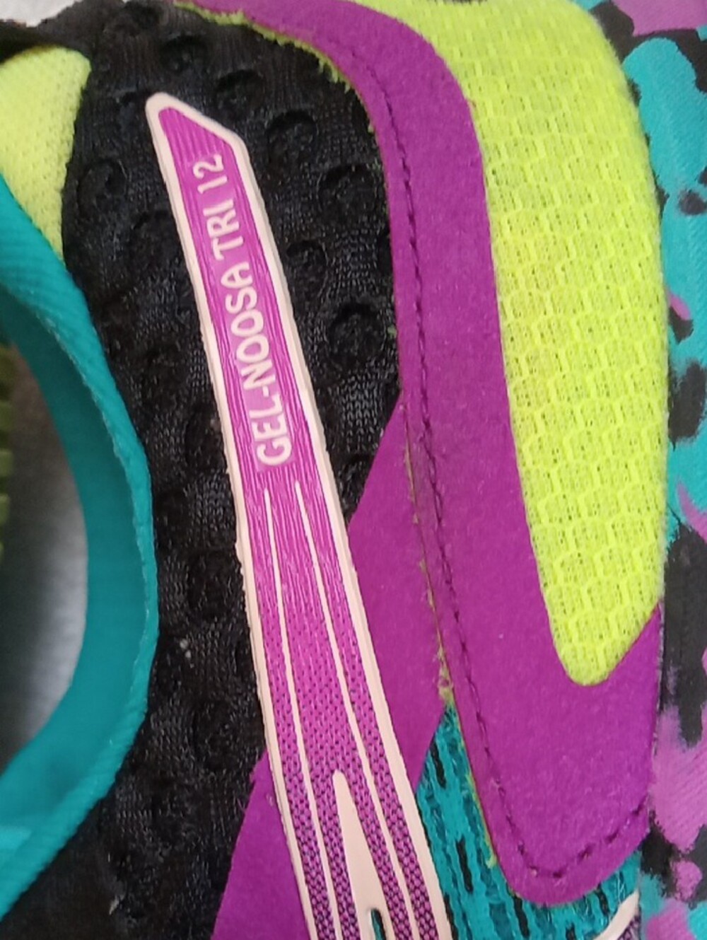 ASICS Gel Noosa TRI 12 Women's Black Sneakers with Teal, Purple & Lime Accents - Picture 9 of 10